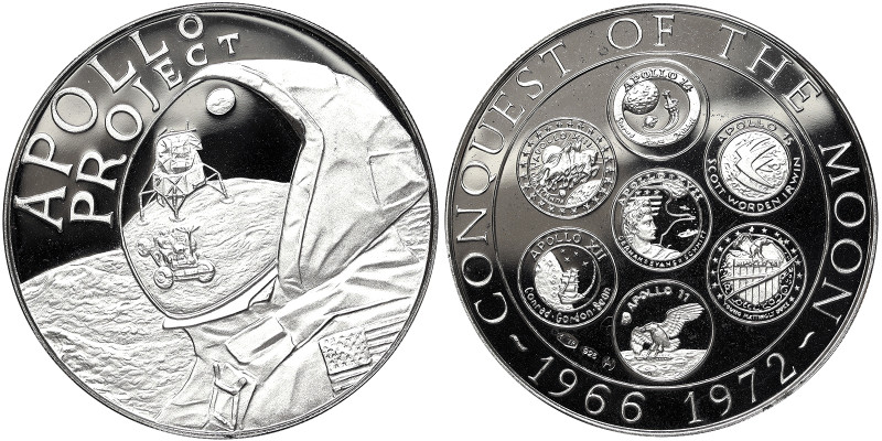 United States, Conquest of the moon, Apollo Project, Medal, 1972, Ø 43 mm. Ag.92...