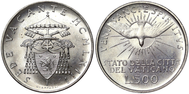 Vatican city, Vacant See 500 Lire, 1963, Rome, Ag.835 11,00 g, KM 75, UNC