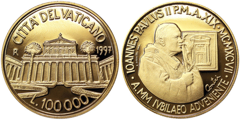 Vatican City, Giovanni Paolo II 100.000 Lire, 1997, Rome, Towards the Holy Year ...