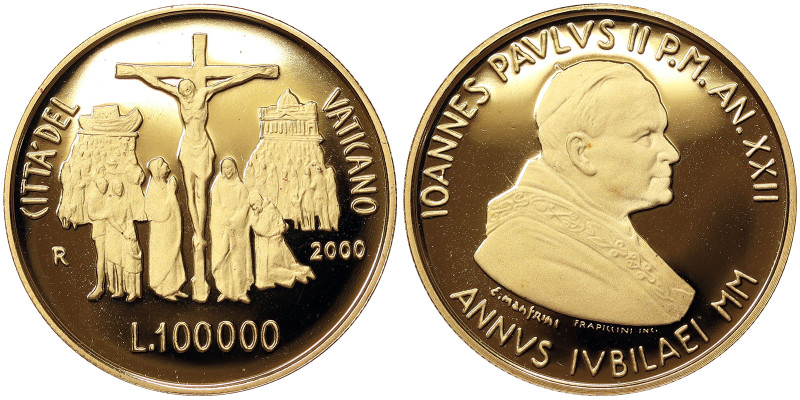 Vatican City, Giovanni Paolo II 100.000 Lire, 2000, Rome, Towards the Holy Year ...