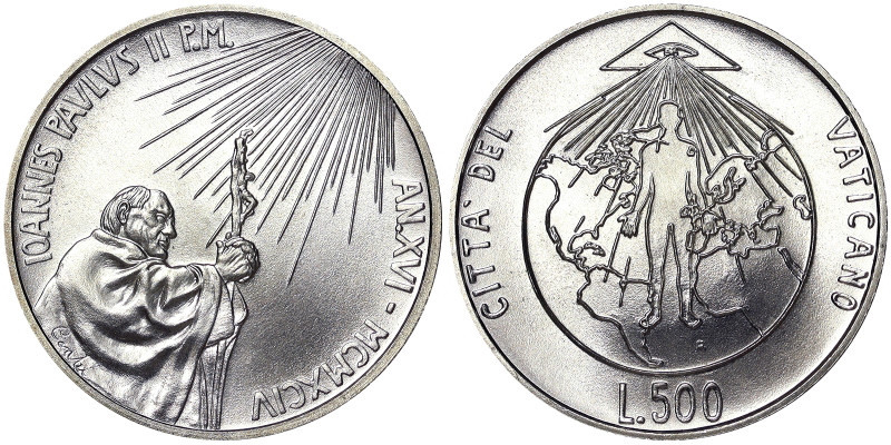 Vatican City, Giovanni Paolo II 500 Lire, 1994, Rome, Year XVI. Ag.835 11,00 g, ...