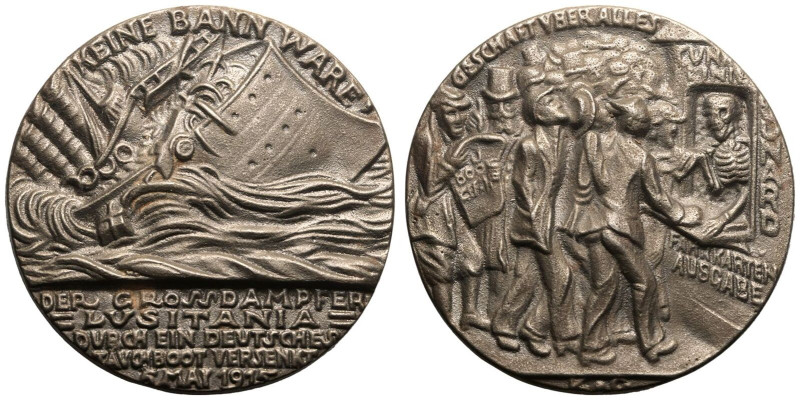 Extremely Fine | GREAT BRITAIN. George V. 
Bronze Medallion by Karl Goetz, 1915...