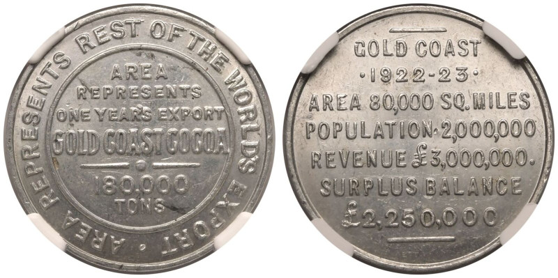 MS 64 | GOLD COAST (GHANA). 
Aluminium Advertisement Token, 1922-23. 
AREA REP...