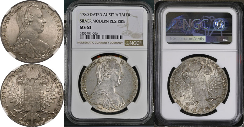 MS 63 | AUSTRIA. Maria Theresa. 
Silver 1 Taler, 1780-. Restrike. 
The Maria T...