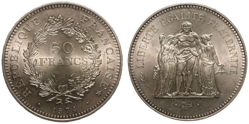 ANACS MS63 | FRANCE. Fifth Republic, 1958-date. 
Silver 50 Francs, 1974. Paris ...