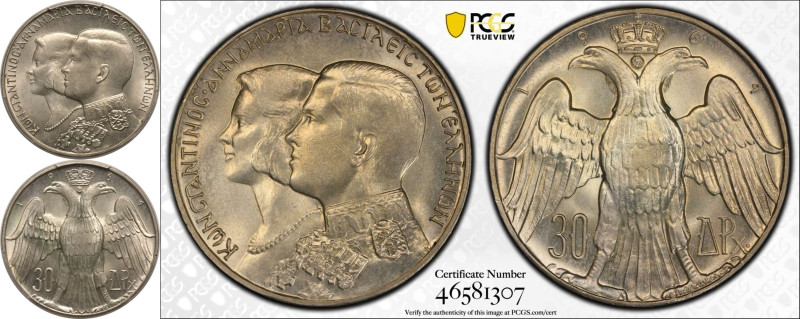 MS65 | GREECE. Constantine II, 1964-1973. 
Silver 30 Drachmai, 1964. Norwegian ...