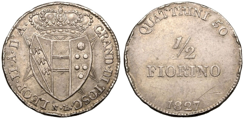 Good very fine | ITALIAN STATES. TUSCANY. Leopold II, 1824-59. 
Silver 1/2 Fior...