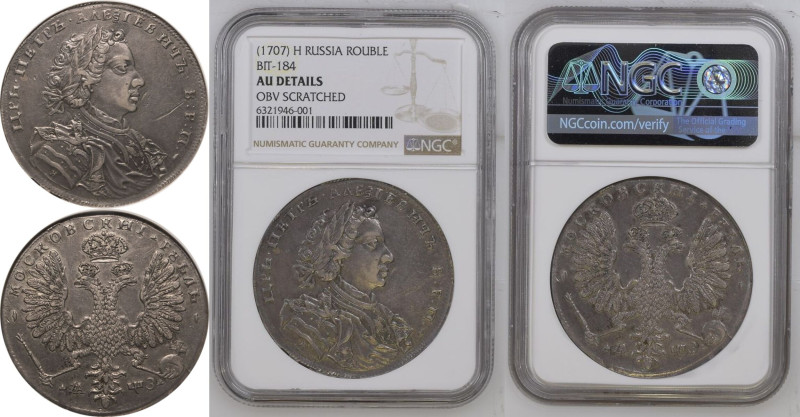 AU Details | RUSSIA. TSARDOM. Peter I 'the Great'. 
Silver Rouble, 1707. Kadash...