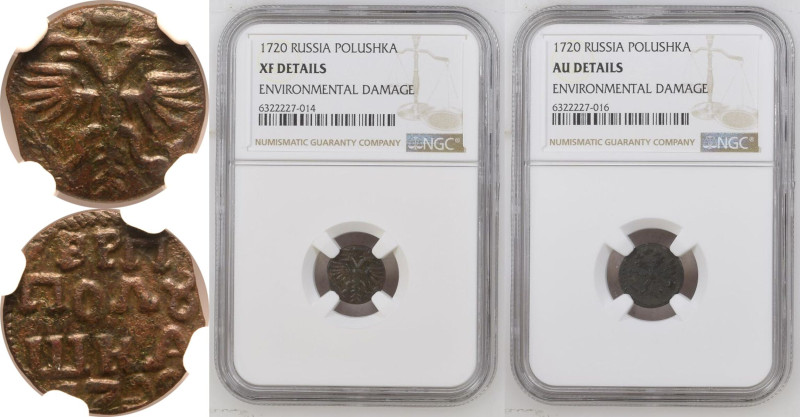 XF Details | RUSSIA. TSARDOM. Peter I 'the Great'. 
Copper Polushka (1/4 Kopeck...