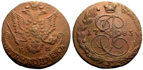 Better than Good Very Fine | RUSSIA. EMPIRE. Catherine II. 
Copper 5 Kopeck, 1783. Ekaterinburg mint. 
Crowned double-headed imperial eagle facing, ...