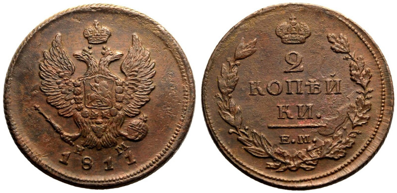 Good Extremely Fine. Possible overstrike | RUSSIA. EMPIRE. Alexander I. 
Copper...