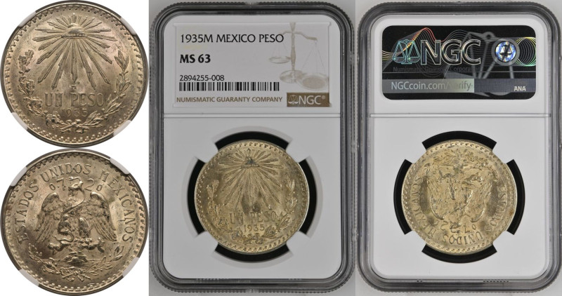 MS 63 | MEXICO. United Mexican States/Mexican Republic, 1823-date. 
Silver Peso...