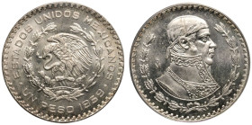ANACS MS65 | MEXICO. United Mexican States/Mexican Republic, 1823-date. 
Billon Peso, 1959. Mexican Mint . 
Mexican coat of arms: a Mexican golden e...