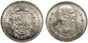 ANACS MS66 | MEXICO. United Mexican States/Mexican Republic, 1823-date. 
Billon Peso, 1960. Mexican Mint . 
Mexican coat of arms: a Mexican golden e...