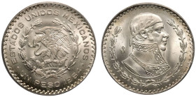 ANACS MS67 | MEXICO. United Mexican States/Mexican Republic, 1823-date. 
Billon Peso, 1964. Mexican Mint . 
Mexican coat of arms: a Mexican golden e...