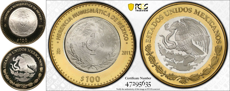PL69 | MEXICO. Republic, 1823-date. 
Bimetallic: silver (.925) centre in alumin...