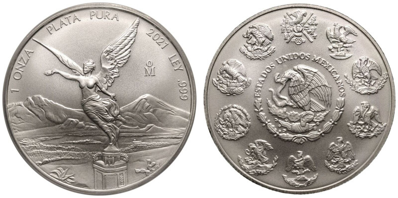 MS70 | MEXICO. Republic, 1823-date. 
Silver 1 Onza, 2021. Mexican Mint. First S...