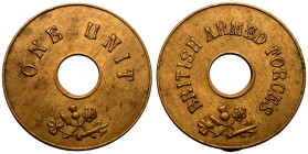 Good Extremely Fine | EGYPT. British Armed Forces. 
Brass One Unit Token, 1945-1956. 
BRITISH ARMED FORCES around central hole, 4 flower emblems of ...