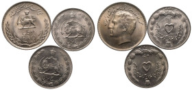 BU grades | IRAN. Mohamed Reza Shah. 
Nickel lot of 3 coins, 1941-1978.. 

5 Rials (x2) and 10 Rials. 
BU grades. 

Weight: 16.5 g.
Composition...