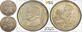 AU58 | PANAMA. Republic, 1903-date. 
Silver 1 Balboa, 1953. Mexican Mint. 
50th anniversary of the Republic of Panama
Liberty standing, holding fas...