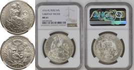 MS 61 | PERU. Republic, 1822-date. 
Silver 1 Sol, 1916 FG. LIBERTAD incuse. 
There are many varieties these coins produced between 1864-1916 These c...
