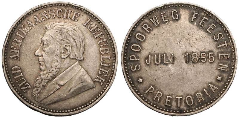 Good Very Fine, edge knocks. Toned, scarce | SOUTH AFRICA. Paul Kruger. 
Silver...