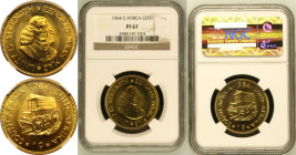 PF 67 | SOUTH AFRICA. Republic, 1961-date. 
Brass 1 Cent, 1964. Pretoria. Proof. 
1st decimal series
Central portrait of Jan van Riebeeck, legend a...