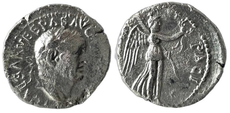 Vespasian. (69-79 AD) AR Drachm. Cappadocia. Caesaraea-Eusebia. Obv: laureate bu...