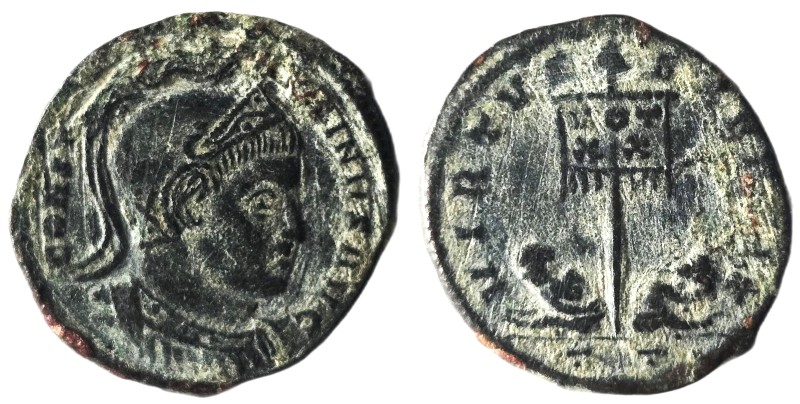 Constantinus I. (307-337 AD). Follis. Uncertain mint. Obv: CONSTANTINVS AVG. hel...