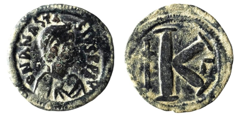 Anastasius I. (491-518 AD). 1/2 Follis. Constantinople. Obv: D N ANASTAIUS P P A...