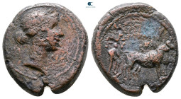 Macedon. Uncertain mint. Pseudo-autonomous issue 25 BC. Marcus Fictorius (duovir quinquennalis) ; Marcus Septimius (duovir quinquennalis). Bronze Æ