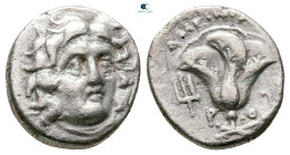 Island off Caria. Rhodos. ΑΜΕΙΝΙΑΣ (Ameinias), magistrate circa 229-205 BC. Drachm AR