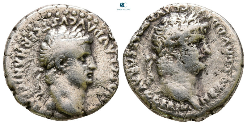 Cappadocia. Caesarea. Nero with Divus Claudius AD 54-68. 
Didrachm AR

22 mm,...