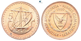 Cyprus.  AD 1980. 5 Mils 1980