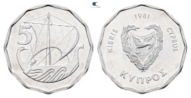 Cyprus.  AD 1981. 5 Fils 1981