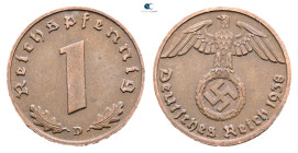 Germany.  AD 1938. 1 Reichspfennig 1938 D