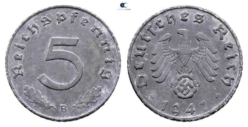 Germany. AD 1941. 
5 Reichspfennig 1941 B

 mm, 2,5 g



Good Very Fine