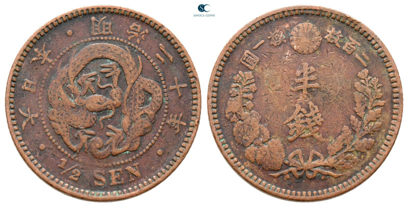 Japan. Mutsuhito (Meiji) AD 1867-1912. Year 20
1/2 Sen Æ 1887

22 mm, 3,44 g...