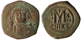 Maurice Tiberius (AD 582-602). Nicomedia. datd RY 13 = 594/5
AE Follis (32mm, 10,15g)