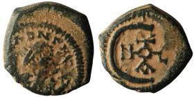 Justinian I (AD 527-565). Theoupolis (Antioch)
AE Pentanummium (16mm, 2,77g)

Artificial sandpatina