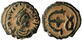 Justinian I (AD 527-567). Theupolis (Antioch)
AE Pentanummium (16mm, 2,33g)

Artificial sandpatina