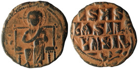 Anonymous follis atributted to Constantine IX (AD 1050-1060). Constantinople
AE Follis (28mm, 5,86g)

Artificial sandpatina