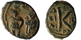 Heraclius with Heraclius Constantine (AD 610-641). Constantinople
AE Half Follis (23mm, 4,79g)

Artificial sandpatina