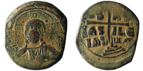 Anonymous attributed to Romanus III (AD 1028-1034). Constantinople.
AE Follis (28mm, 8,85g)

Artificial sandpatina