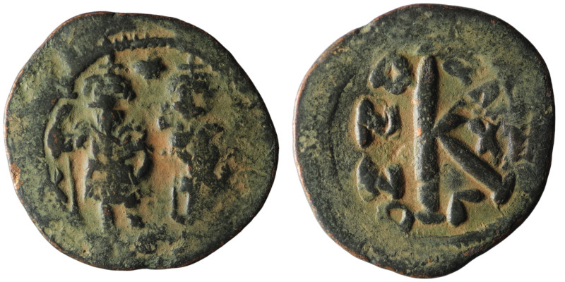 Heraclius with Heraclius Constantine (AD 610-641). Constantinople
AE Half Follis...