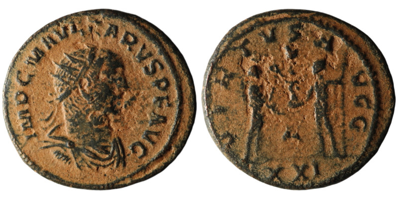 Carus (AD 282-283). Siscia
Antoninianus (21mm, 3,65g)

Artificial sandpatina