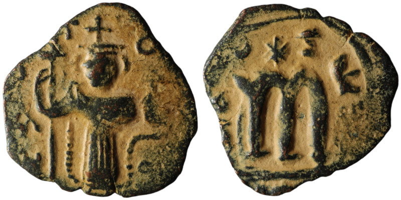 Constans II (AD 641-668)
AE Follis (19mm, 1,59g)

Artificial sandpatina