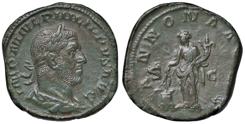 § Filippo I (244-249) Sesterzio AE (g 20,01) Bella patina. D/ Busto laureato a d...