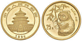 CINA 25 Yuan 1995 serie panda - KM 717 AU (g 7,80) Colpetto al bordo.