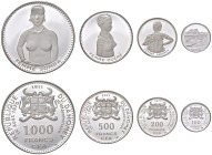 DAHOMEY Repubblica (1960-1975) Set di 4 monete da 100, 200, 500, 1000 Franchi 1971 - KM 1-4 AG